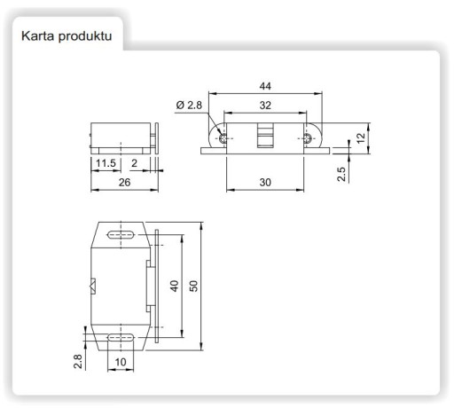 MAGNETICKÝ ZÁMEK MAGNET NA NÁBYTOK 45X15X14MM 14,191 BLACK AMIX