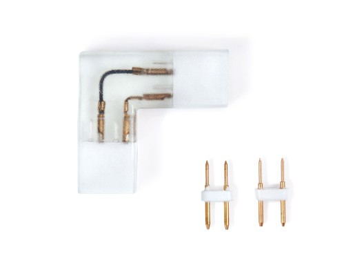 KONEKTOR PRE LED NEÓNOVÉ PÁSY 24V/230V 8X16MM ROHOVÝ 90° OBOJSTRAN.