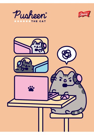 Pusheen Unipap A5 32k mriežkový notebook