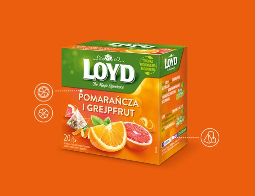 Pomarančový grapefruitový čaj s intenzívnou chuťou ibišteka 20T LOYD
