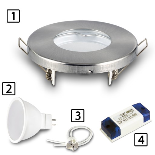 Halogénové stropné svietidlo IP44 INOX pre LED