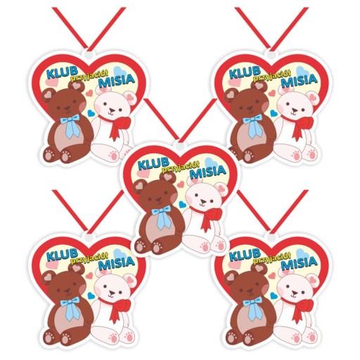 Papierová MEDALIA Teddy BEAR DAY Plyšový palica Červená STUHA x5