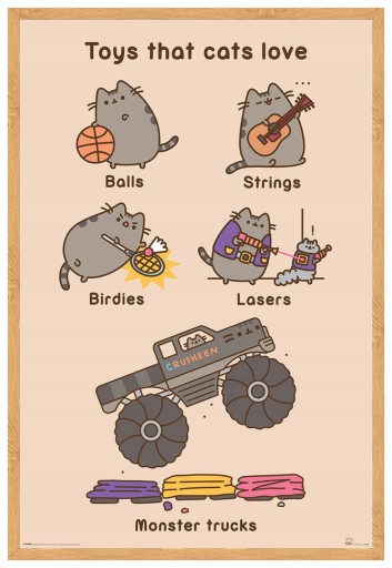 Plagát Pusheen Toys Cats monster trucks 61x91,5 cm