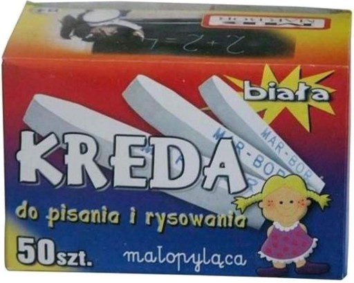 Mar-Bor krieda s nízkou prašnosťou, 100 kusov, biela
