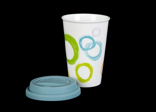Porcelánový hrnček 400ml Circles, modrý obal