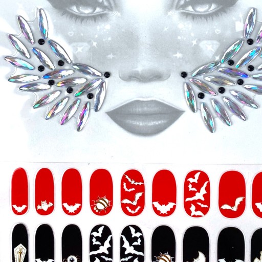 KRYŠTÁLY na tvár BAT HALLOWEEN NAILS