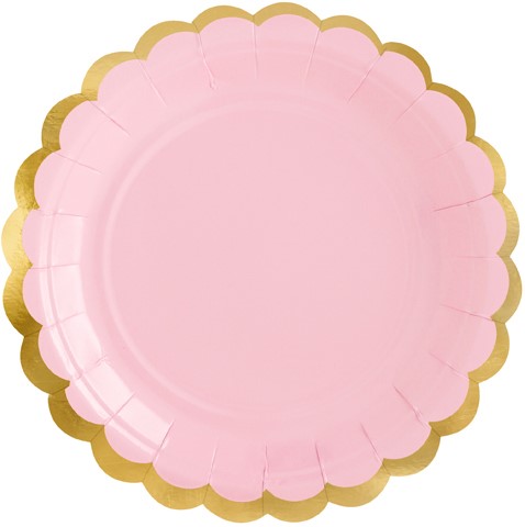SVETLORUŽOVÉ papierové TANIERE 18 cm 6 ks na ročné narodeniny bábätka
