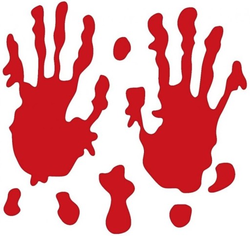 Gélové nálepky BLOOD HANDS stopy krvi HALLOWEEN