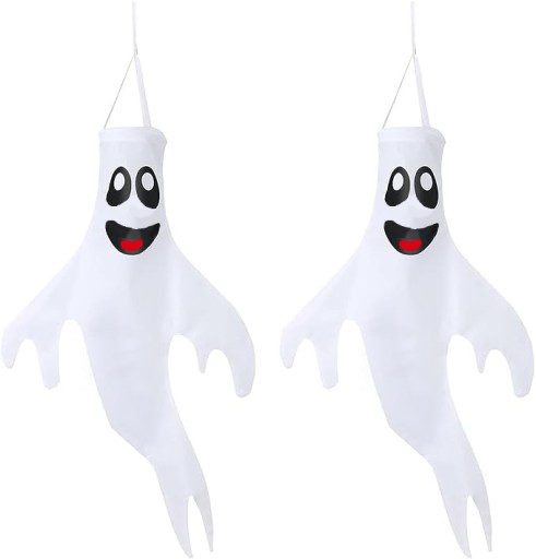 STRAŠIDLÁ ZÁVESNÁ DEKORÁCIA VIANOČNÝ HALLOWEEN DUCH BIELY 120X50CM 2 ks.