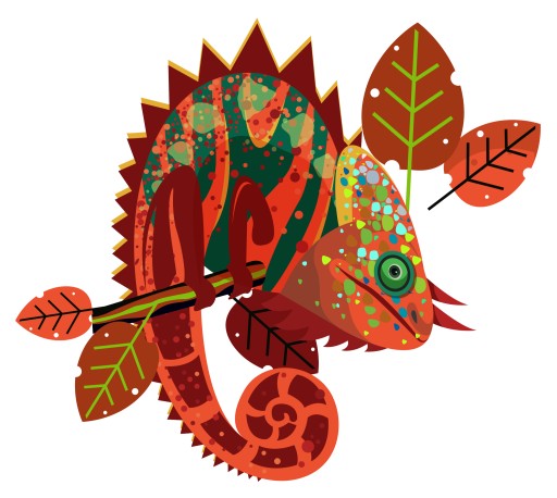 NÁLEPKA NA SKLENÝ NÁBYTOK ZRKADLO CHAMELEON GEKOON