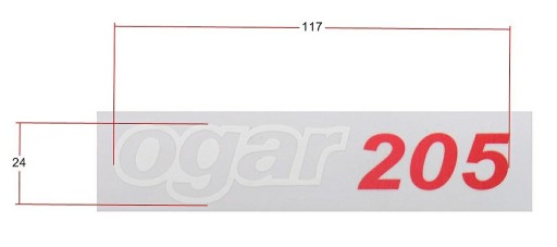 Samolepky samolepka obtisk OGAR 205 biela červená samolepka 1 ks