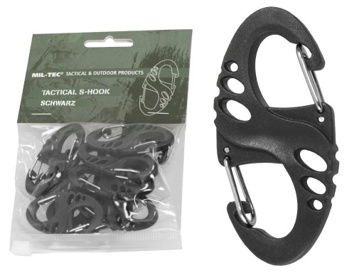 Ľahké pomocné karabíny S-HOOK 10 kusov, ČIERNA