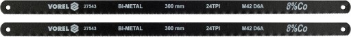 PÍLOVÝ LIST BI-KOVOVÝ M42 + D6A + Co 8% NA KOV 300mm 2KS 24 TPI VOREL
