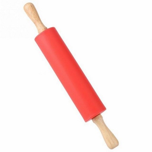 Klasický silikónový valček na cesto, červený, 38 cm