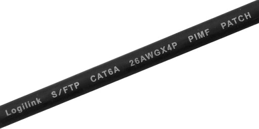 Cat.6A PIMF prepojovací kábel tienený RJ45-RJ45 1:1 Cu AWG26 čierny 0,25m