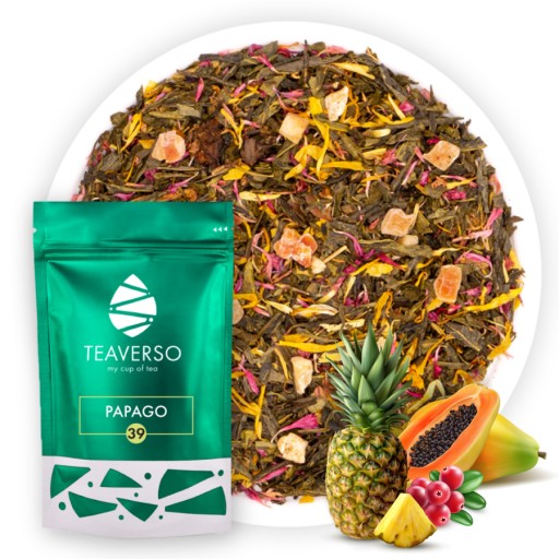 ZELENÝ LISTOVÝ ČAJ RAJSKÝ VTÁK MANGO PAPAYA ANANÁSOVÝ TEAVERSO 50G
