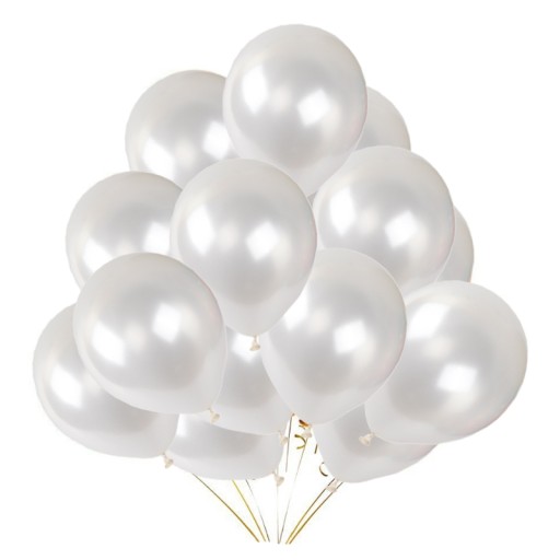 50ks Veľké metalické PEARL WHITE latexové balóny Party, Birthday