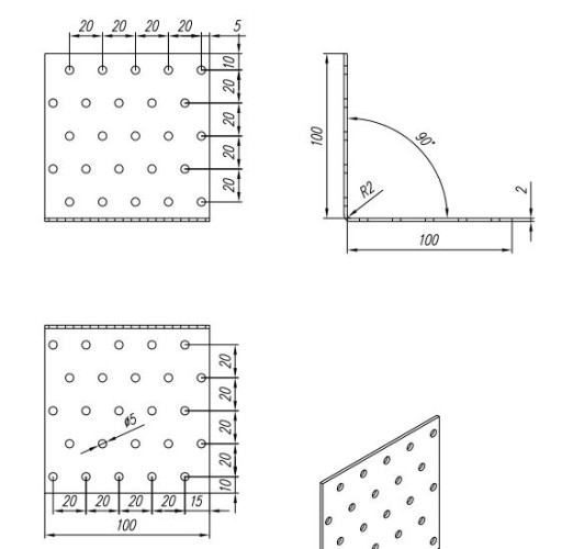 Uhol 100x100x100x2,0 Domax