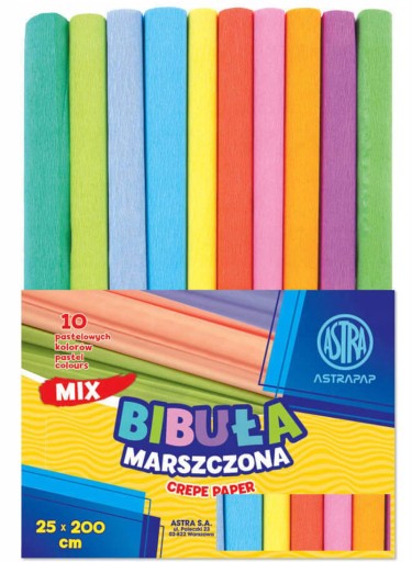 Krimpovaný hodvábny papier Astra Krepový papier 10 Col Set Pastel 25x200 cm Astra