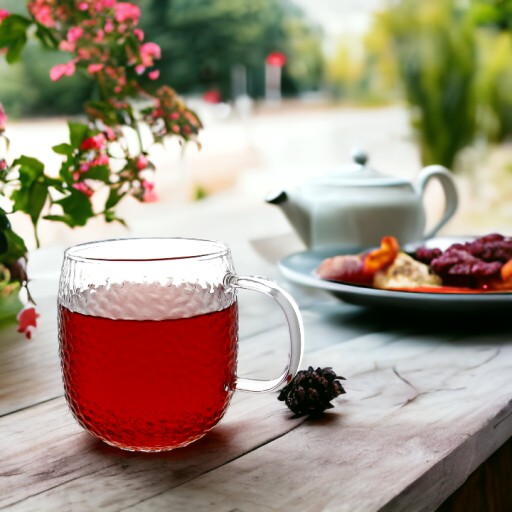 SKLENENÝ, priehľadný hrnček NA KÁVU A ČAJ 333 ml 8,9cm