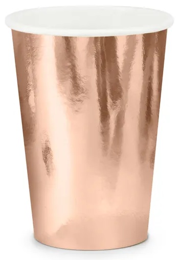 ROSE GOLD papierové poháre ROSE GOLD k narodeninám, 6 ks