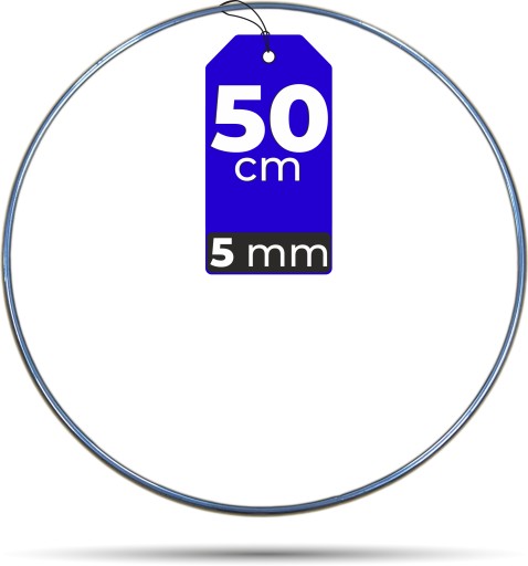 STRIEBORNÁ kovová obruč 50 cm HRUBÝ DRÔT 5 mm