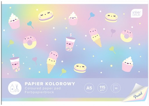 KNIHA FAREBNÉHO PAPIERA A5 10 PASTELOVÝCH VÝTLAČOV