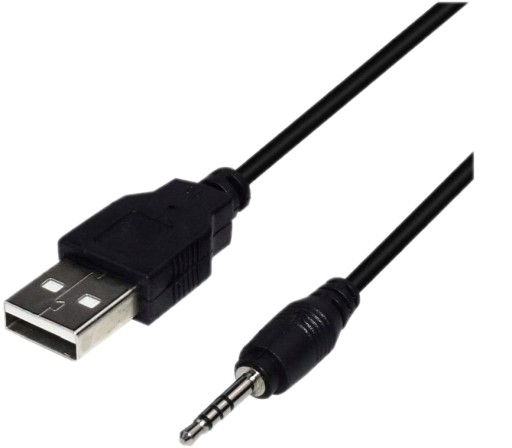 USB KÁBEL AUX NABÍJAČKA USB-A DO KONEKTORA 3,5MM 100CM