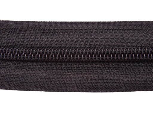Páska na zips #7, špirála, 1 m + 1 zips, čierna