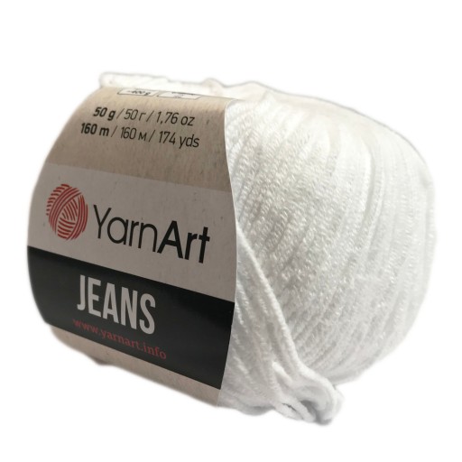 Priadza YarnArt Jeans 62 optická biela 50g/160m