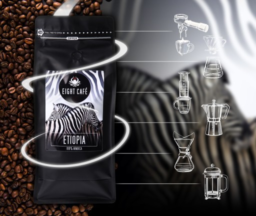 Čerstvo pražené kávové zrná 100% Arabica Ethiopia 50G pre kávovar na espresso