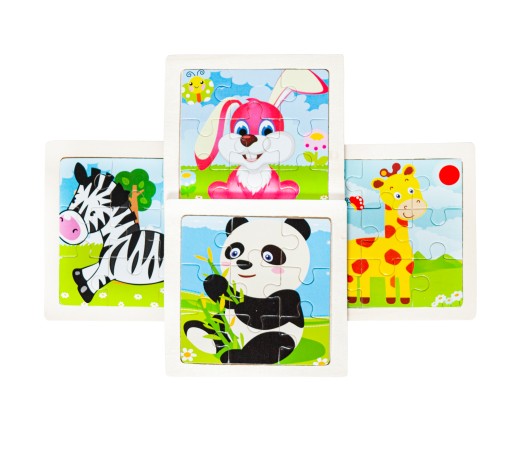 Drevené puzzle sada drevených puzzle 4 kusov, vzdelávacie Montessori