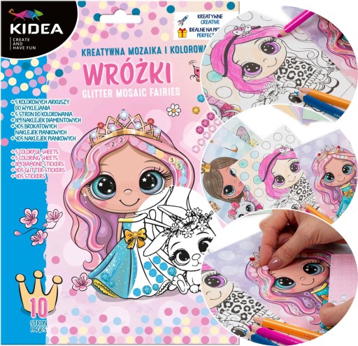 Kreatívna MOZAIKA omaľovánka VÍLY Glitter 10 listov Kidea