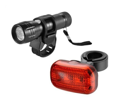 SVETLÁ NA BICYKEL - PREDNÉ S.BIELY 9 LED + ZADNÉ 3 LED