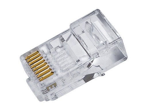 Zástrčka RJ45/8P8C UTP cat.5E, krútená dvojlinka, drôt/lanko AWG24-26, priechodná, 10 ks.