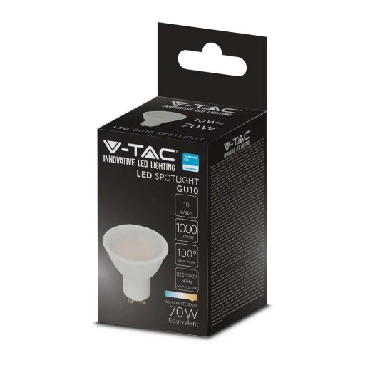 V-TAC LED žiarovka SAMSUNG CHIP GU10 10W 100st VT-271 4000K 1000lm 5 Years Gwa