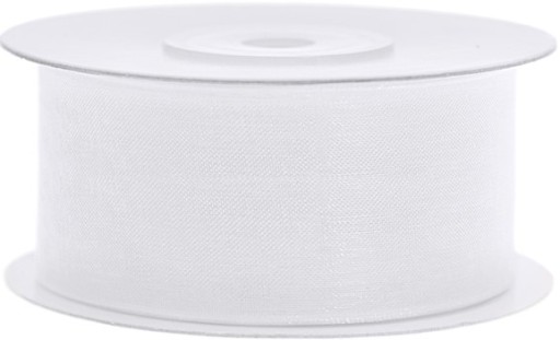 BIELA ŠIFÓNOVÁ STUHA DEKORÁCIA SVADOBNÝ KRST 38 MM X 25 M