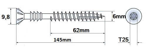 TORX NASTAVOVACIE DISTANČNÉ SKRUTKY 6x145mm 10 ks