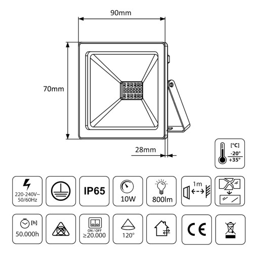 HALOGÉNOVÁ LED LAMPA 10W IP65 Reflektor