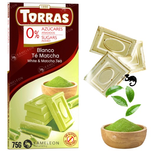 Torras Biela čokoláda a čaj Matcha bez pridaného cukru 75g