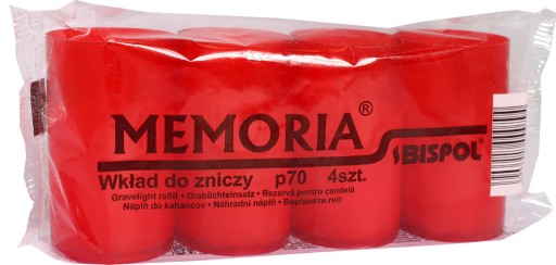 Parafínové vložky Memoria, 4 kusy, červené, 22h, 8cm