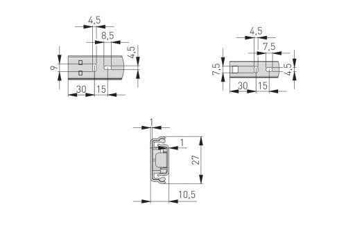 Guľové vedenie H27 GTV pre zásuvky 400 mm, čiastočný výsuv, nosnosť 15 kg
