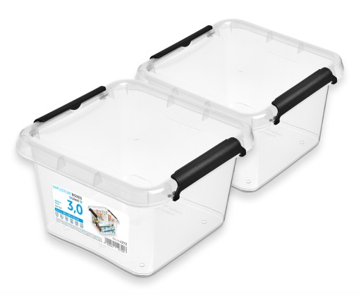 Sada priehľadných plastových nádob s vekom 3L Box Box