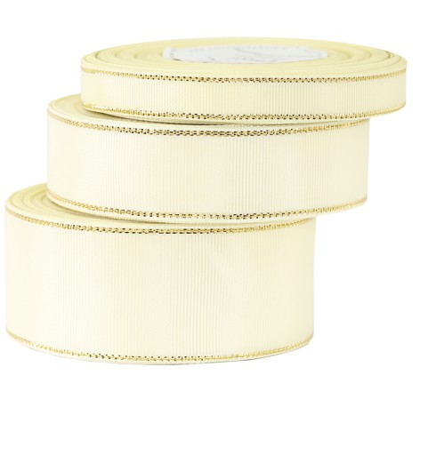 Pevná grogrénová stuha s pruhmi ZLATÉ PRÚŽKY 38mm/18mb 12 farieb na výber