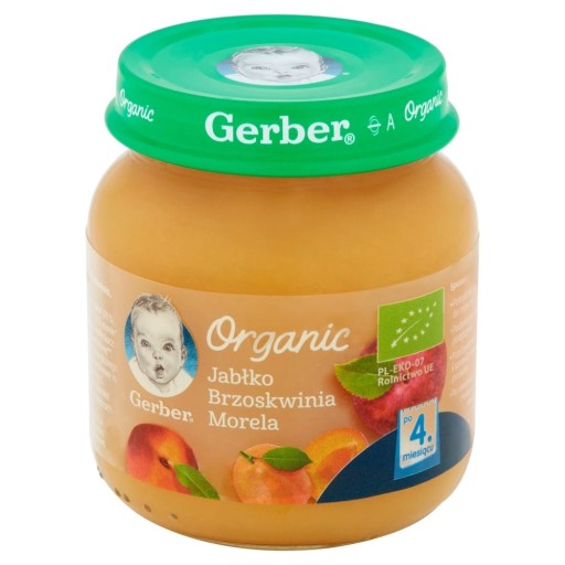 Gerber Bio dezert z jablka a broskyne Mousse 125g