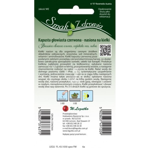 Semená na klíčky, hlavná kapusta. 10g - Semená - W. Legutko