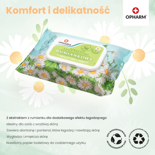 Opharm vlhčený harmančekový toaletný papier 52 ks.