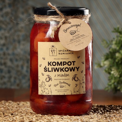 Slivkový kompót s medom 900 ml LOW-SLADKÉ Pan Sadownik