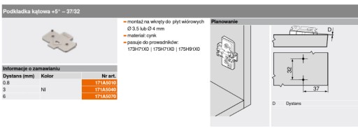 Uhlová podložka 5'-6mm BLUM