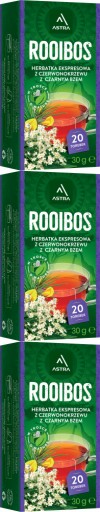 Bylinkový čaj vo vrecúškach Astra Rooibos baza čierna 20 ks x3